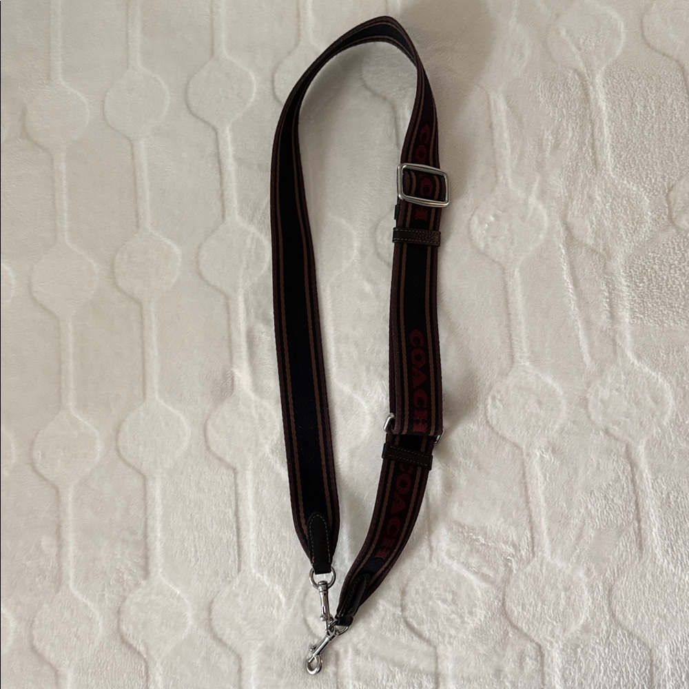 Coach Dark Brown Strap with Red Logo